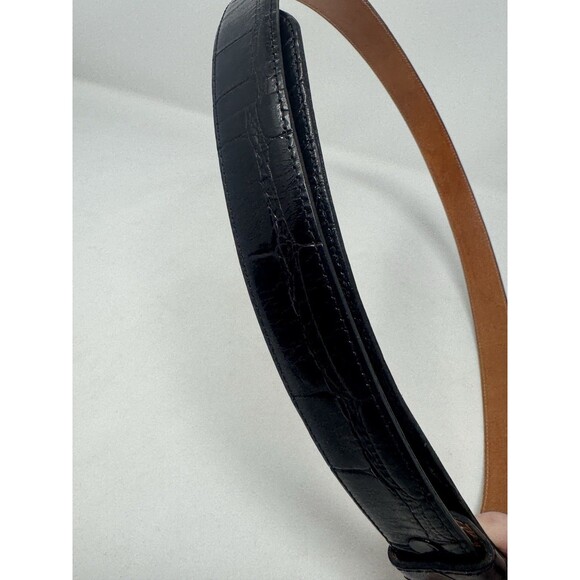 Genuine Alligator Black Belt Size 38 Womens Made In Spain 1” Wide Vintage main image 9